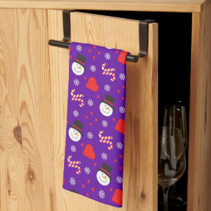 Linge De Cuisine Snowflakes Snowman Sucres de canne Arrière - plan 