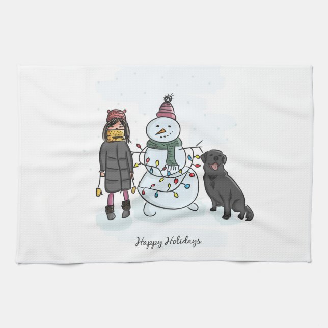 Linge De Cuisine Snowman (Horizontal)
