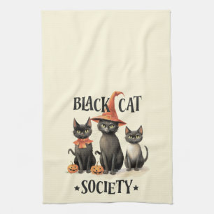 Linge De Cuisine Société de chats noirs de style Vintage du milieu 