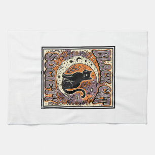 Linge De Cuisine Société du chat noir Chat noir Art vectoriel vinta