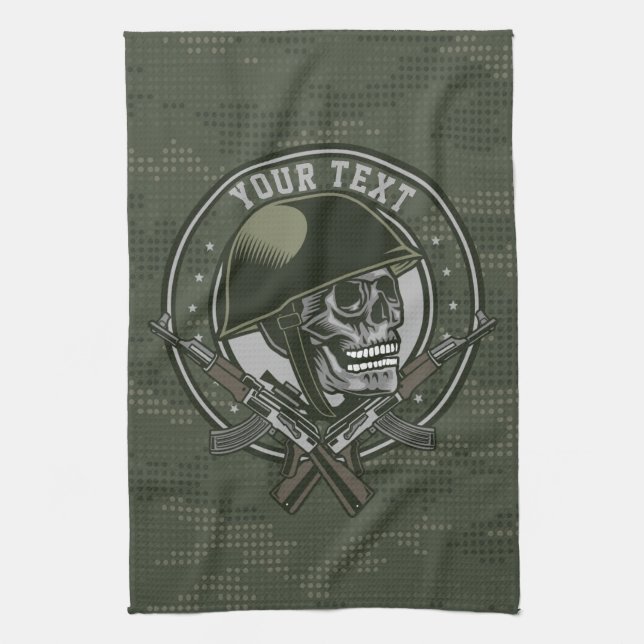 Linge De Cuisine Soldat de Camo militaire personnalisé : crâne et a (Vertical)