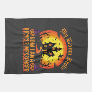 Linge De Cuisine Sorcière de messager de vélo d'Halloween Broom a c