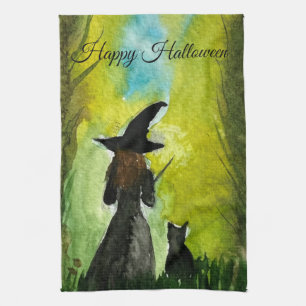 Linge De Cuisine Sorcière d'Halloween Femme Chat Noir Sortilèges