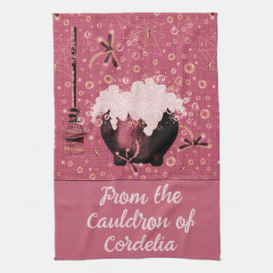 Linge De Cuisine Sorcières Cauldron rose