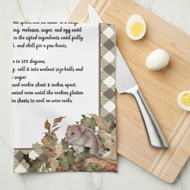 Linge De Cuisine Souris de Noël Recette sacrée Cadeau de Tan Plaid  (Quart Plié)