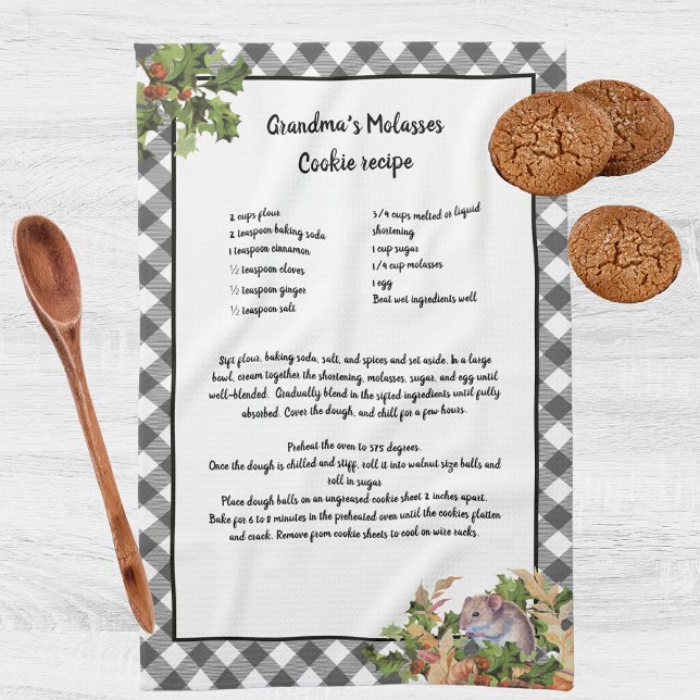 Linge De Cuisine Souris de Noël Sainte Recette Garder Gris Plaid (Créateur téléchargé)