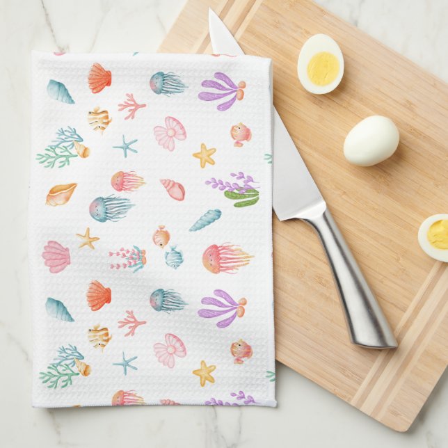 Linge De Cuisine Sous le Motif marin (Quart Plié)