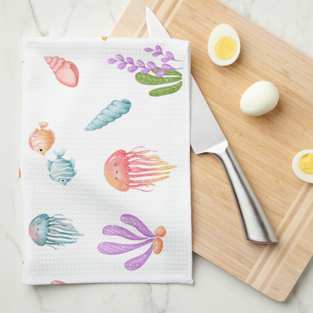 Linge De Cuisine Sous le Motif marin (Quart Plié)