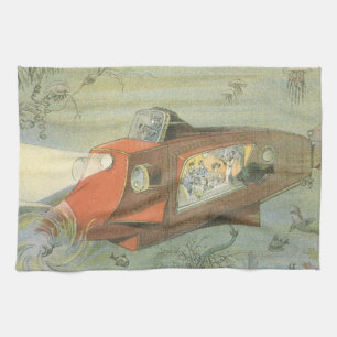Linge De Cuisine Sous-marin Steampunk de science-fiction vintage en