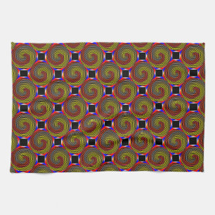 Linge De Cuisine Spirale rouge jaune bleu par Kenneth Yoncich