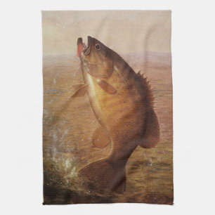 Linge De Cuisine Sports vintages Pêche, Poisson Brown à grande bouc