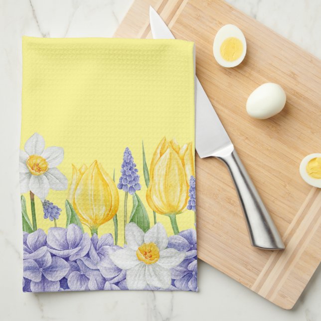 Linge De Cuisine Spring Flowers  (Quart Plié)
