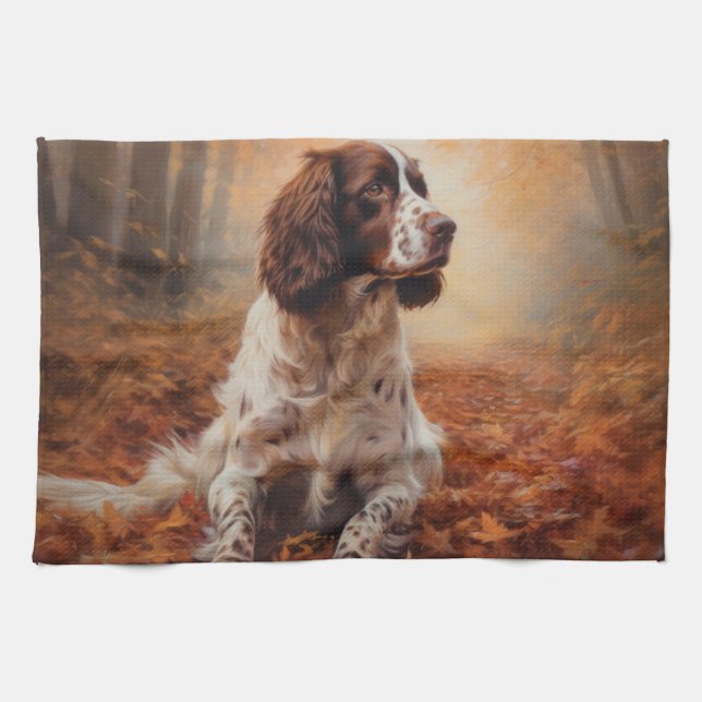 Linge De Cuisine Springer Spaniel à l'automne Feuilles automne Insp (Horizontal)