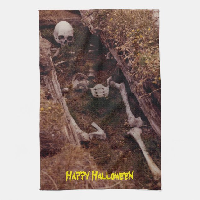 Linge De Cuisine Squelette de squelette Halloween photo conçue (Vertical)