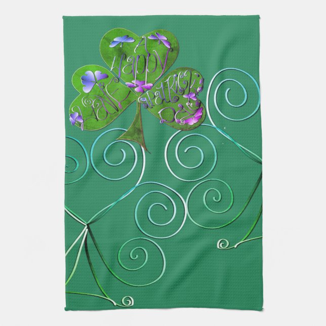 Linge De Cuisine St. Patrick's Teal Kitchen Towels (Vertical)