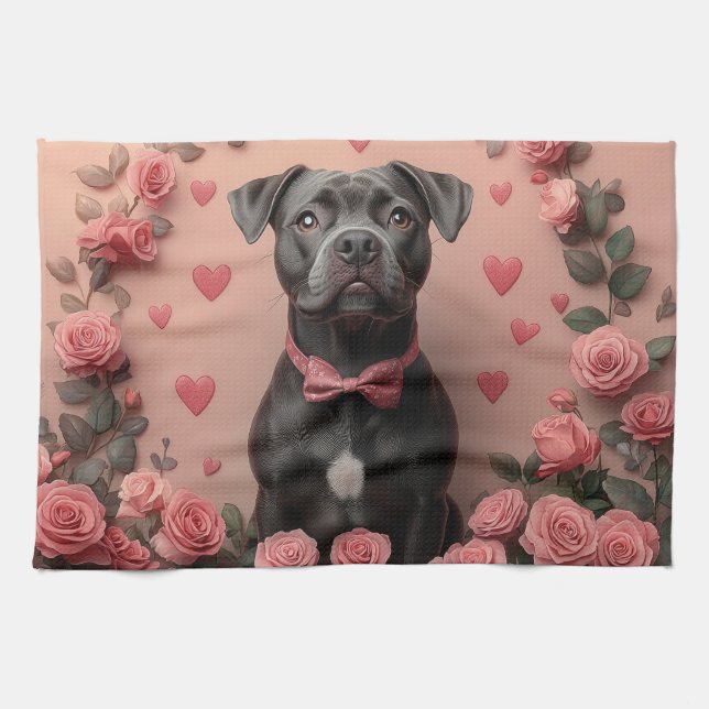 Linge De Cuisine Staffordshire américain avec Roses - Saint-Valenti (Horizontal)