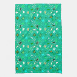 Linge De Cuisine Starburst Print, Turquoise et Aqua