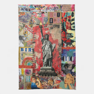 Linge De Cuisine Statue de la Liberté Médias mixtes Collage Art