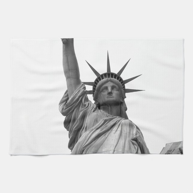 Linge De Cuisine Statue noire et blanche de la Liberté (Horizontal)