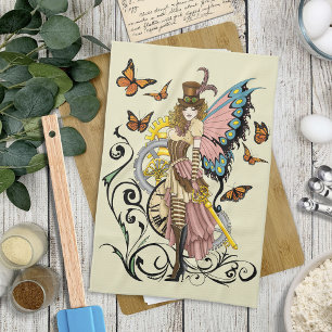 Linge De Cuisine Steampunk Fairy Yellow Horloge Entraîneurs