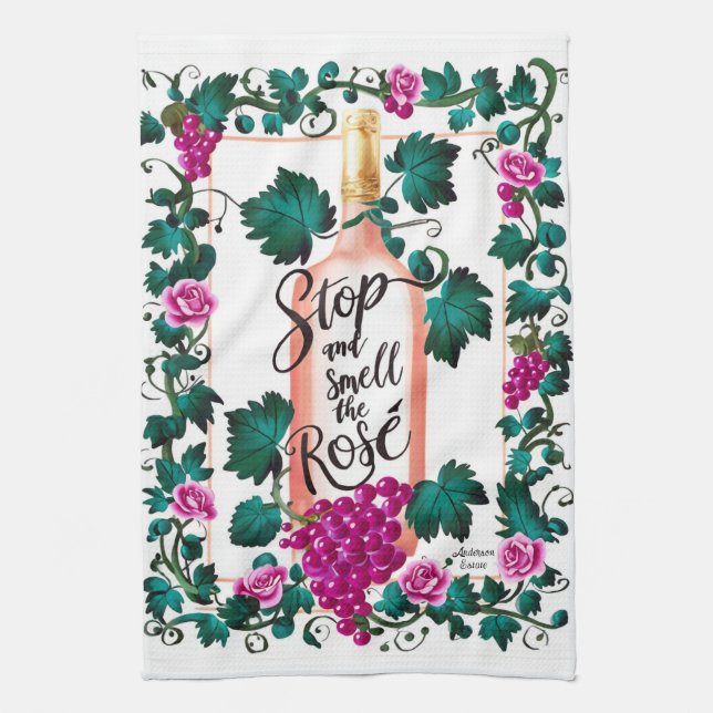 Linge De Cuisine Stop and Smell the Rosé Custom Pink Vino (Vertical)