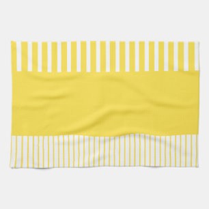 Linge De Cuisine Stripes de pop couleur - Citron jaune et blanc