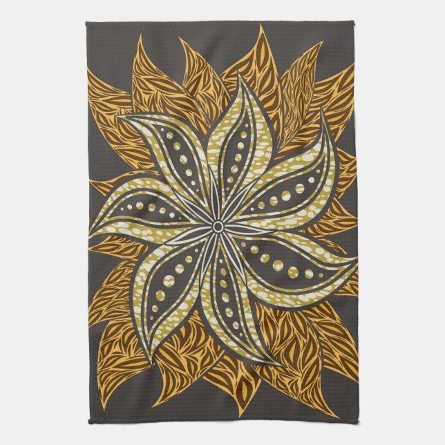 Linge De Cuisine Style Batik Floral Abstrait africain (Vertical)