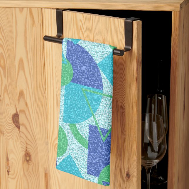 Linge De Cuisine Style Bauhaus vert et bleu (Pliage en tiers)