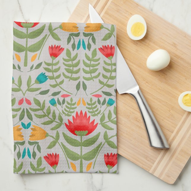 Linge De Cuisine Style Tableau Floral élégant (Quart Plié)