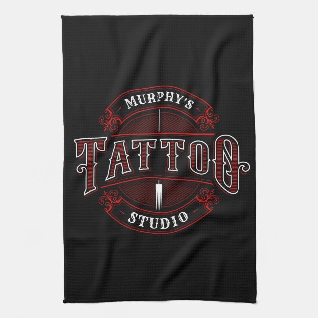 Linge De Cuisine Style traditionnel AJOUTER LE NOM Tattoo Studio Sh (Vertical)