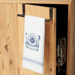 Linge De Cuisine Style Vintage bleu Cuisine française Nom personnal