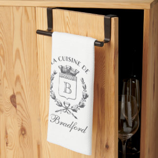 Linge De Cuisine Style Vintage bleu sac français avec nom personnal
