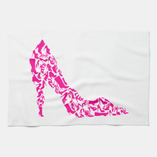 Linge De Cuisine Stylet rose avec de diverses silhouettes de