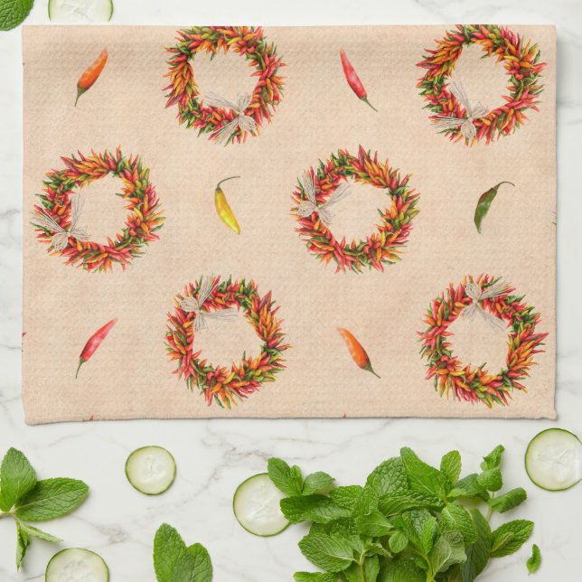 Linge De Cuisine Sud-Ouest du Chili Ristra Wreaths partout sur Moti (Plié)