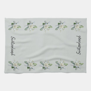 Linge De Cuisine Suisse Edelweiss fleurs Suisse script
