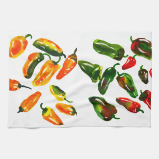 Linge De Cuisine Sun-Drenched Peppers Watercolor Botanical Kitchen 