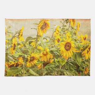 Linge De Cuisine Sunflower Field Style Vintage Yellow Farmhouse