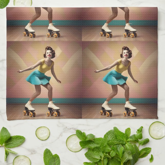 Linge De Cuisine "Super Glide : rythmes rétro sur roues de patinage (Plié)