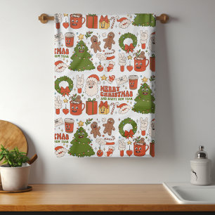 Linge De Cuisine Super Hippie Retro Joyeux Noël Père Noël Funny