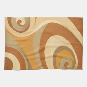 Linge De Cuisine Super Orange Gold Brown Mid Century Moderne