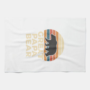 Linge De Cuisine Super Papa Ours Rétro Coucher de Soleil Vintage De