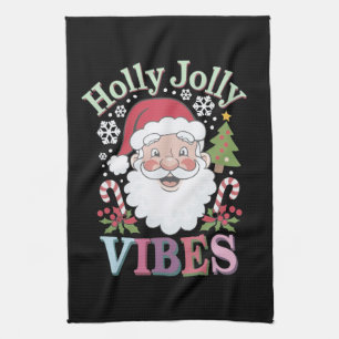 Linge De Cuisine Super Santa Claus Holly Jolly Vibes Noël
