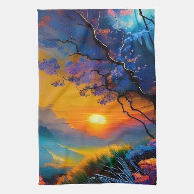 Linge De Cuisine Superbe lever de soleil sur l'étang (Vertical)