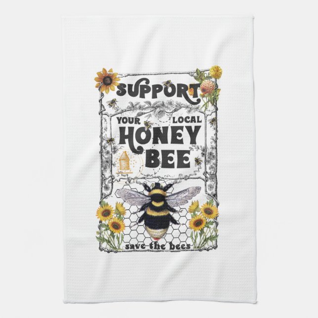 Linge De Cuisine Support Your Local Honey Bee - Kitchen Towels (Vertical)