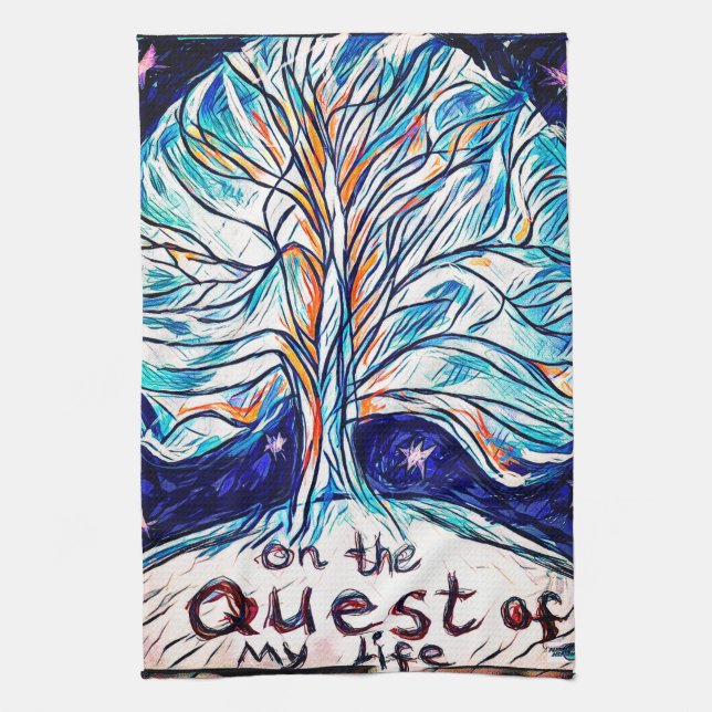 Linge De Cuisine Sur la quête de ma vie - Arbre - Étoiles (Vertical)