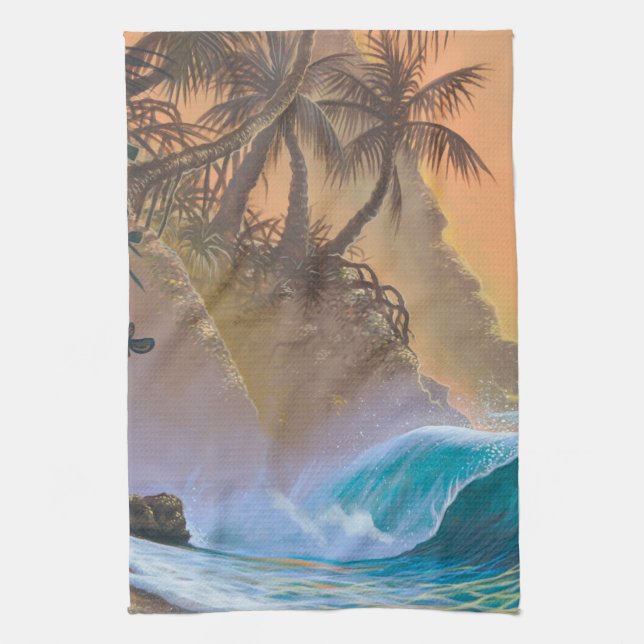 Linge De Cuisine Surf de plage de la baie d'Hanalei (Vertical)