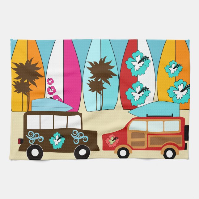 Linge De Cuisine Surfboards Beach Bum Surfing Hippie Vans (Horizontal)