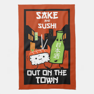 Linge De Cuisine Sushi Et Sake Foodies Napkin