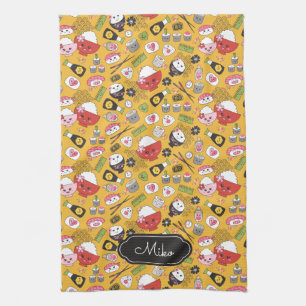 Linge De Cuisine Sushi Jaune Personnalisé Motif mignon