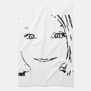 Linge De Cuisine Sweet Girl, Portrait noir blanc, Yeux clairs